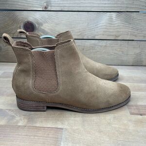 Toms Suede Heel Bootie Womens Size 9 Shoes Tan